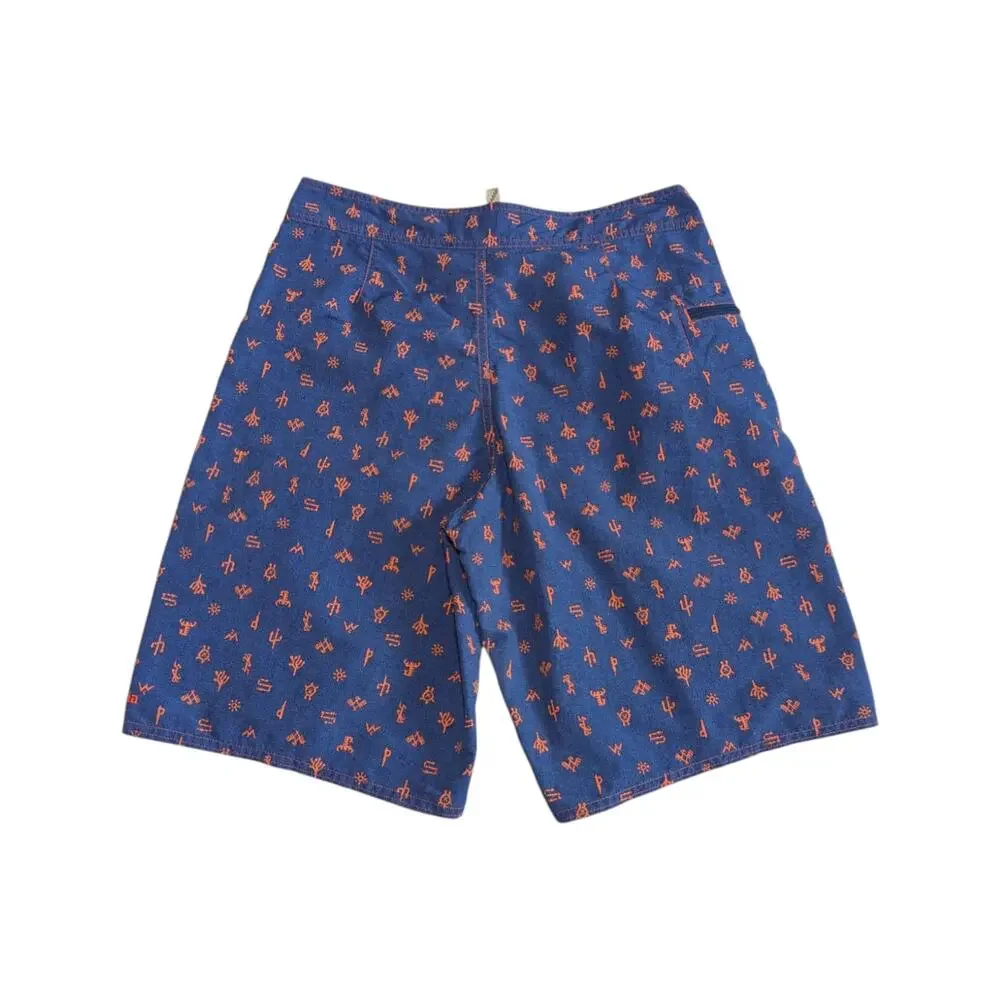 Patagonia Printed Wavefarer Board Shorts Swim Trunks Blue Red Mens 30 Gorpcore